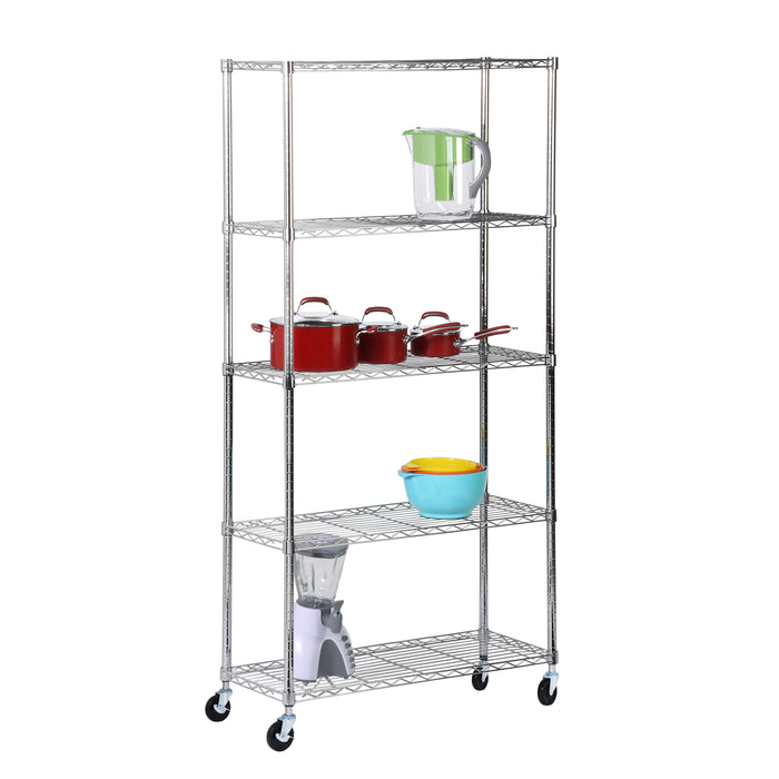 honey can do Chrome Rolling Heavy-Duty Adjustable Shelving Unit