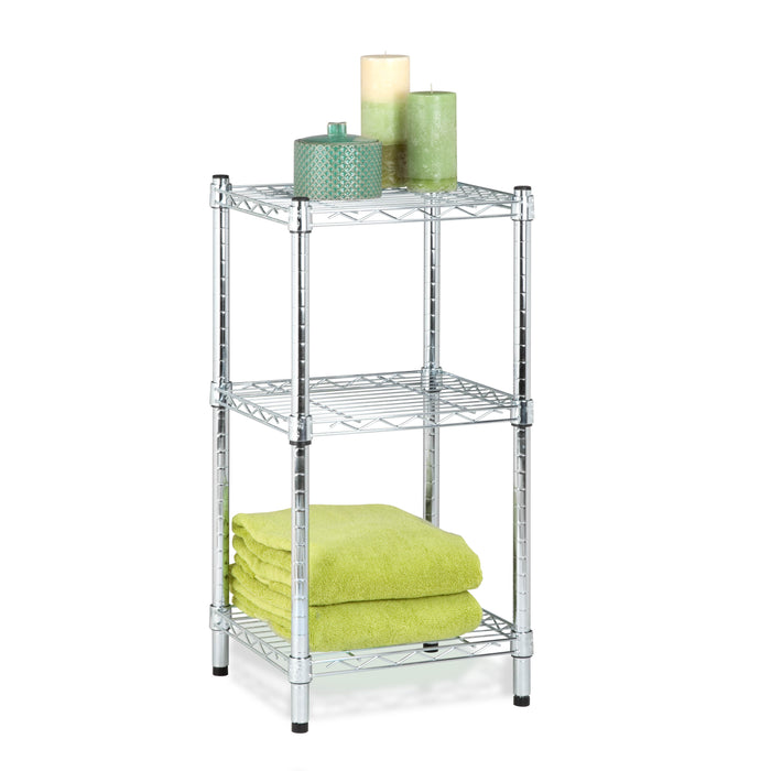 honey can do Chrome Small 3-Tier Adjustable Storage Shelving Unit