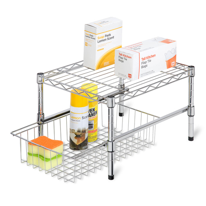 Honey Can Do Chrome Stacking Cabinet Organizer Drawer