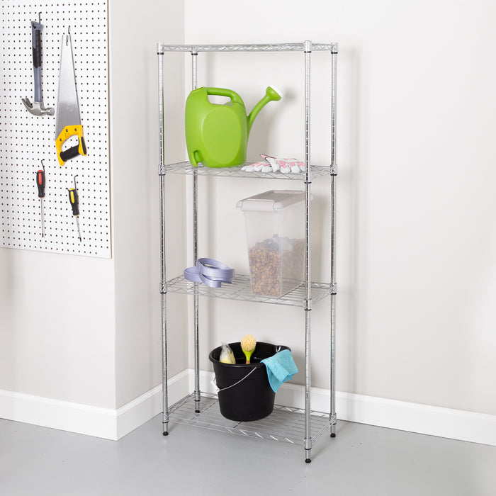 Honey Can Do Chrome Steel 4-Tier Slim Profile Shelving Unit