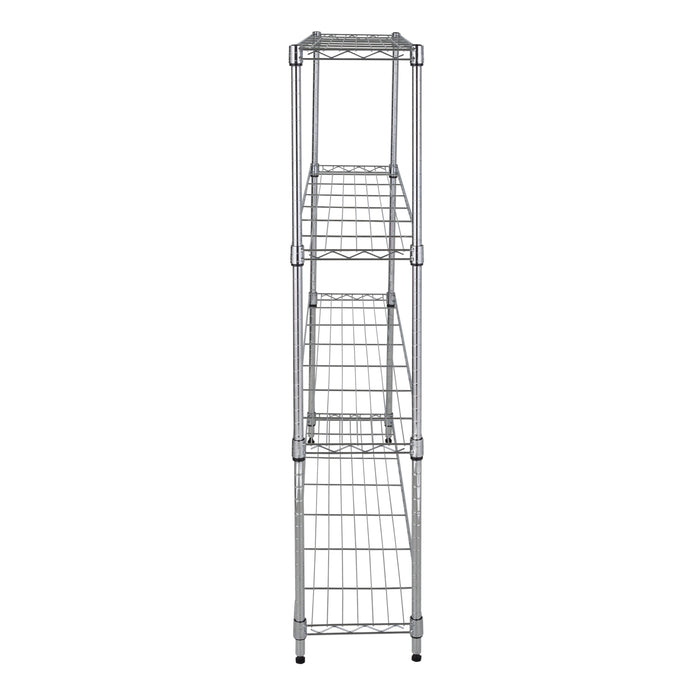 Honey Can Do Chrome Steel 4-Tier Slim Profile Wide Shelving Unit