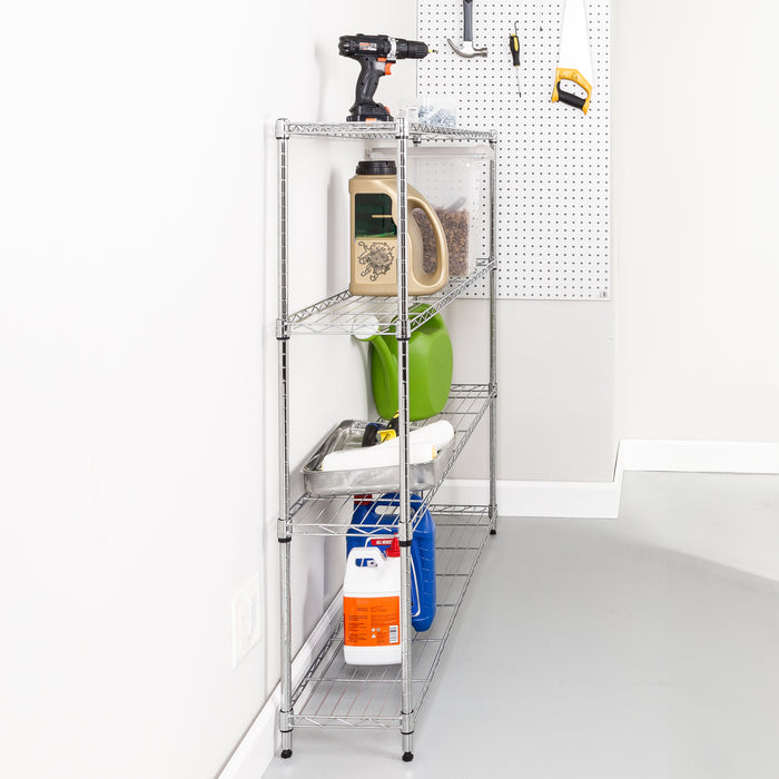 Honey Can Do Chrome Steel 4-Tier Slim Profile Wide Shelving Unit