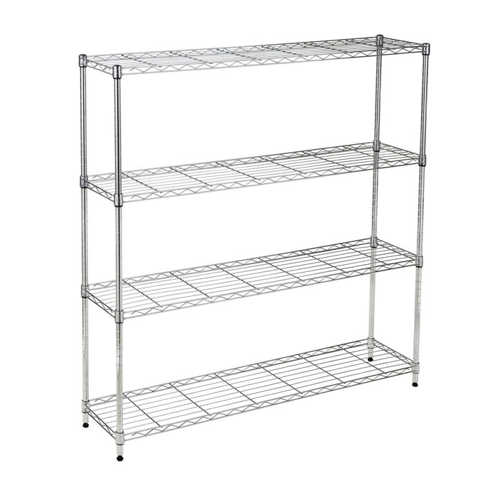 honey can do Chrome Steel 4-Tier Slim Profile Wide Shelving Unit