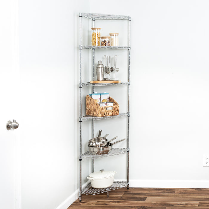 Honey Can Do Chrome Steel 6-Tier Compact Corner Shelving Unit
