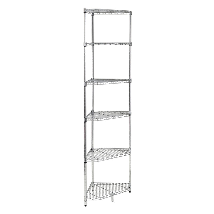 honey can do Chrome Steel 6-Tier Compact Corner Shelving Unit