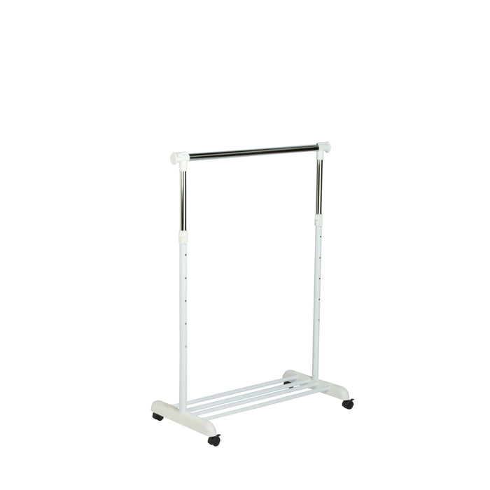 Honey Can Do Chrome/White Adjustable Rolling Clothes Rack