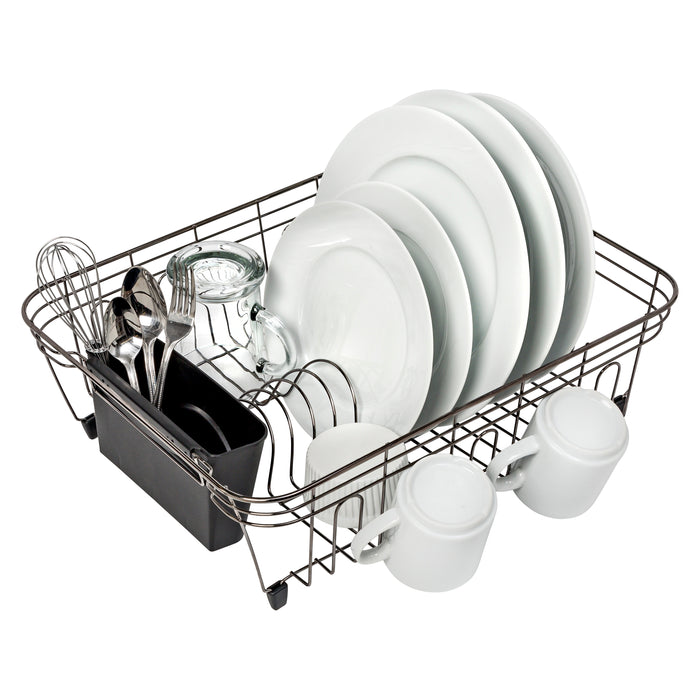 honey can do Chrome Wire Dish Drying Rack with Black Tray