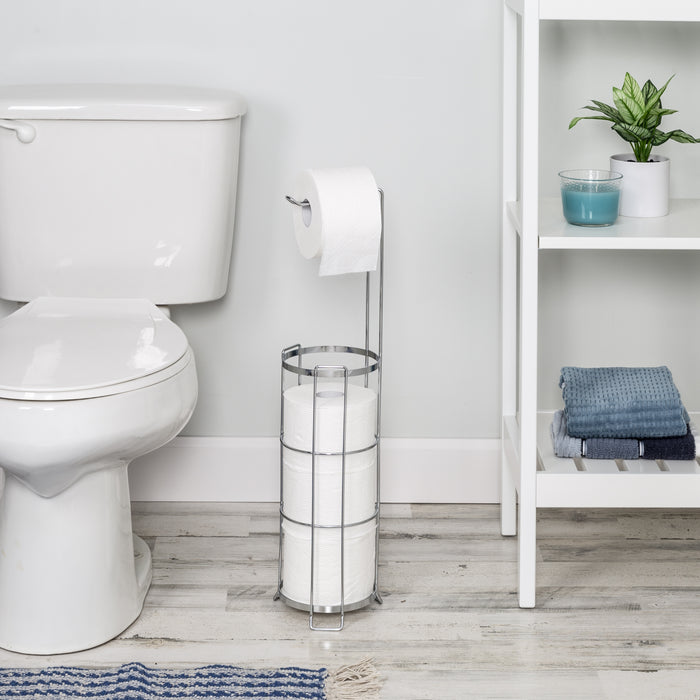 Honey Can Do Chrome Wire Freestanding Toilet Paper Holder And Dispenser