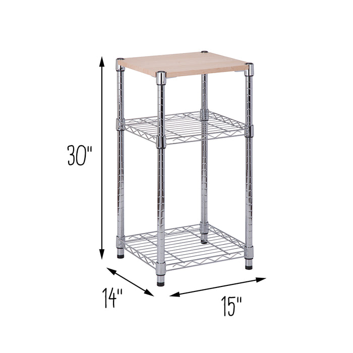 Honey Can Do Chrome/Wood 3-Tier Adjustable Shelving Unit