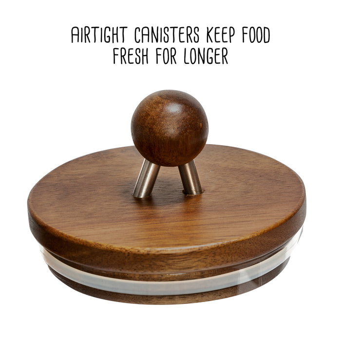 Honey Can Do Clear/Acacia Top Glass Kitchen Canisters (3-Piece Set)