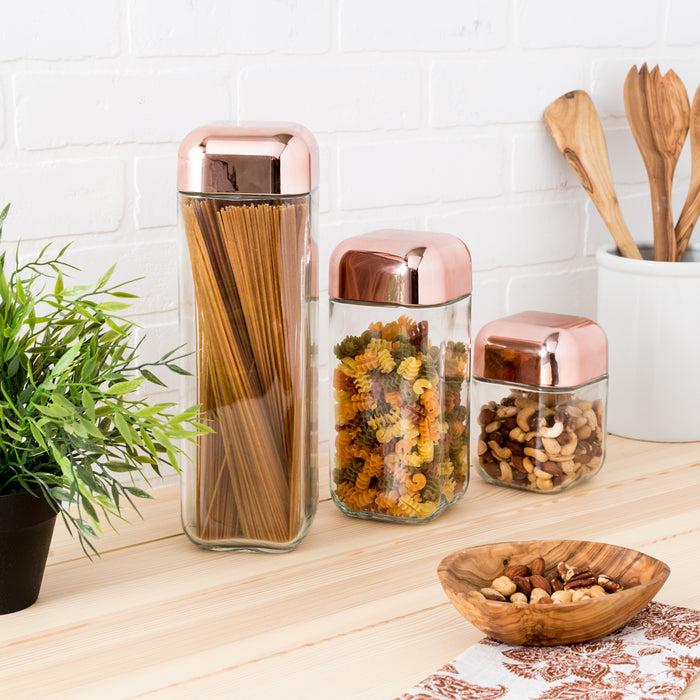 Honey Can Do Clear/Copper Lids Glass Canisters (3-Piece Set)