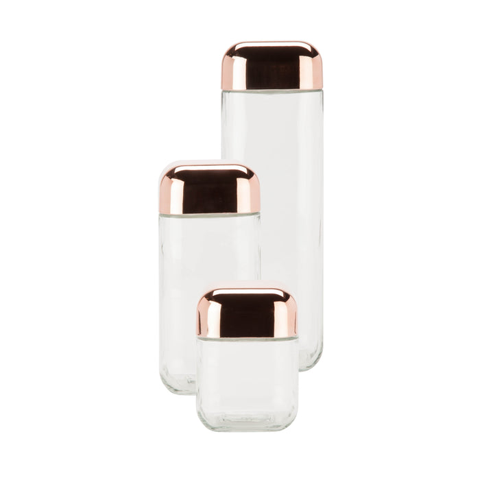 Honey Can Do Clear/Copper Lids Glass Canisters (3-Piece Set)