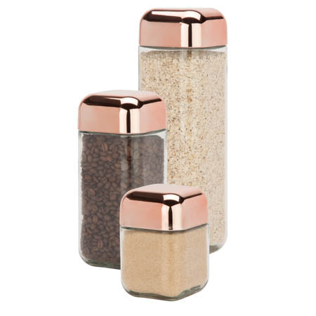 honey can do Clear/Copper Lids Glass Canisters (3-Piece Set)