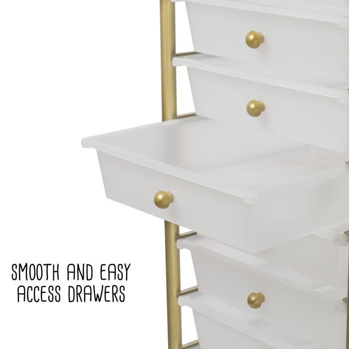 Honey Can Do Clear/Gold Plastic 10-Drawer Rolling Storage Cart
