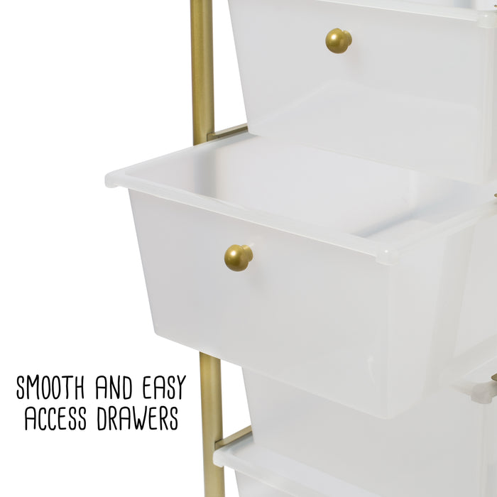 Honey Can Do Clear/Gold Plastic 5-Drawer Rolling Storage Cart