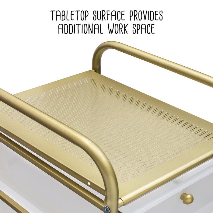 Honey Can Do Clear/Gold Plastic 5-Drawer Rolling Storage Cart