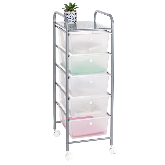 Honey Can Do Clear/Silver Plastic 5-Drawer Storage Cart
