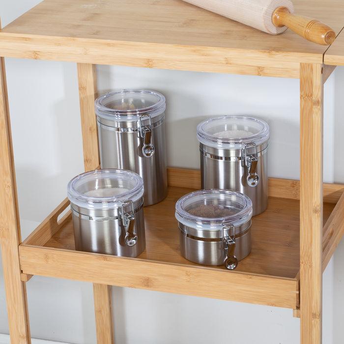 Honey Can Do Clear/Stainless Steel Canisters (4-Piece Set)