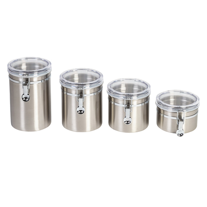 Honey Can Do Clear/Stainless Steel Canisters (4-Piece Set)