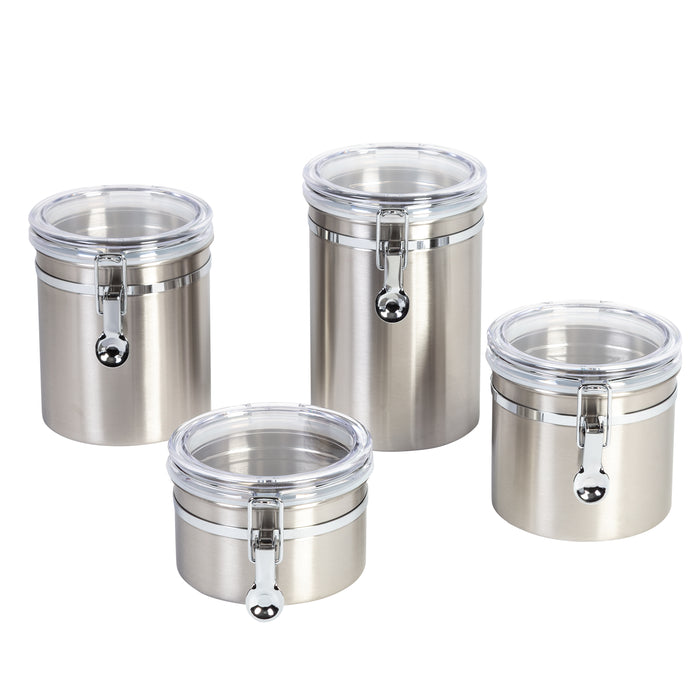 Honey Can Do Clear/Stainless Steel Canisters (4-Piece Set)