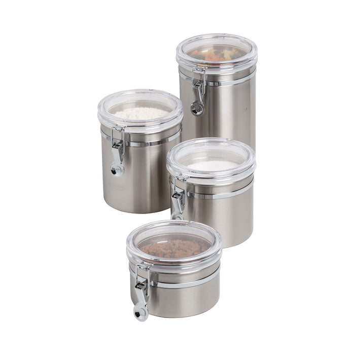 honey can do Clear/Stainless Steel Canisters (4-Piece Set)