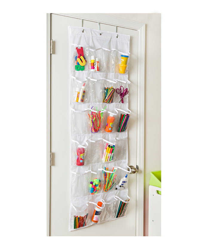 Honey Can Do Clear/White 24-Pocket Over-The-Door Hanging Shoe Organizer
