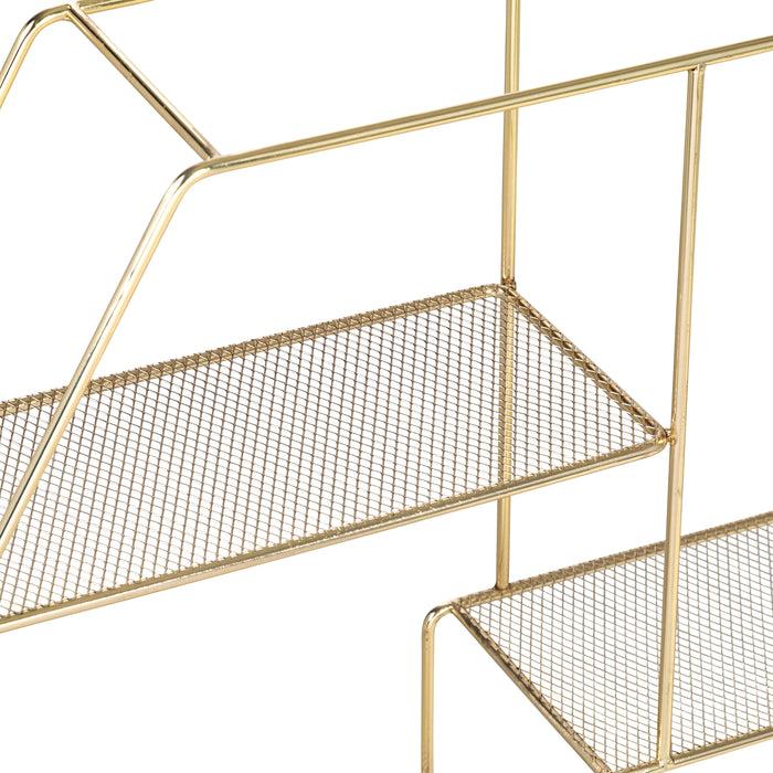 Honey Can Do Gold 4-Tier Hexagonal Decorative Metal Wall Shelf