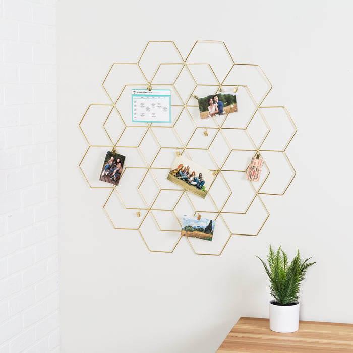 Honey Can Do Gold Hanging Photo Display Holder With 10 Clips