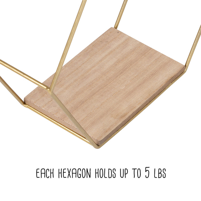 Honey Can Do Gold/Natural Decorative Metal Wall Shelves (Set Of 2)