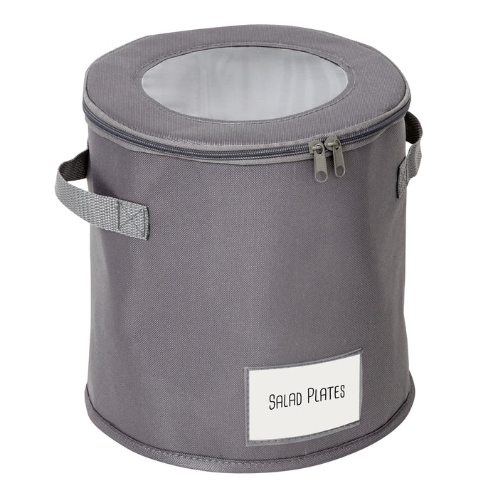 Honey Can Do Gray 10-Inch Round Dinnerware Storage Box