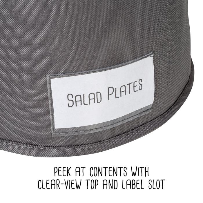 Honey Can Do Gray 12-Inch Round Dinnerware Storage Box