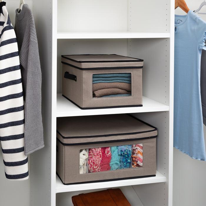 Honey Can Do Gray 2-Pack Fabric Closet Storage Box With Lid Clear-View Window & Removable Dividers