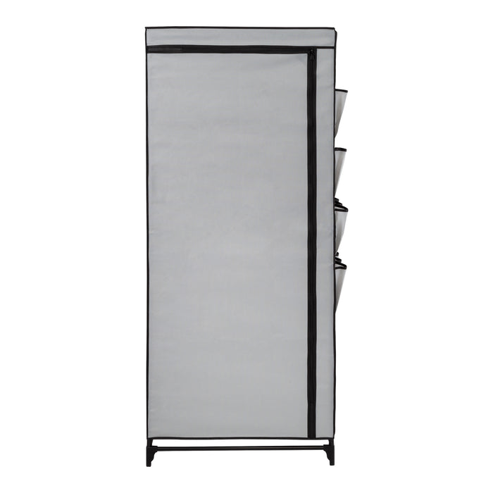 Honey Can Do Gray 27-Inch Wide Portable Wardrobe Closet With Cover And Side Pockets