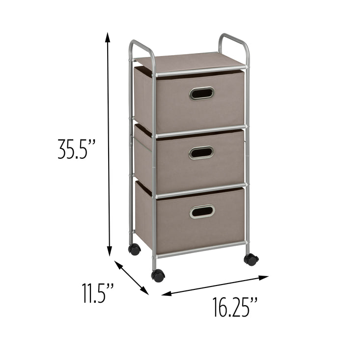 Honey Can Do Gray 3-Drawer Rolling Fabric Storage Cart