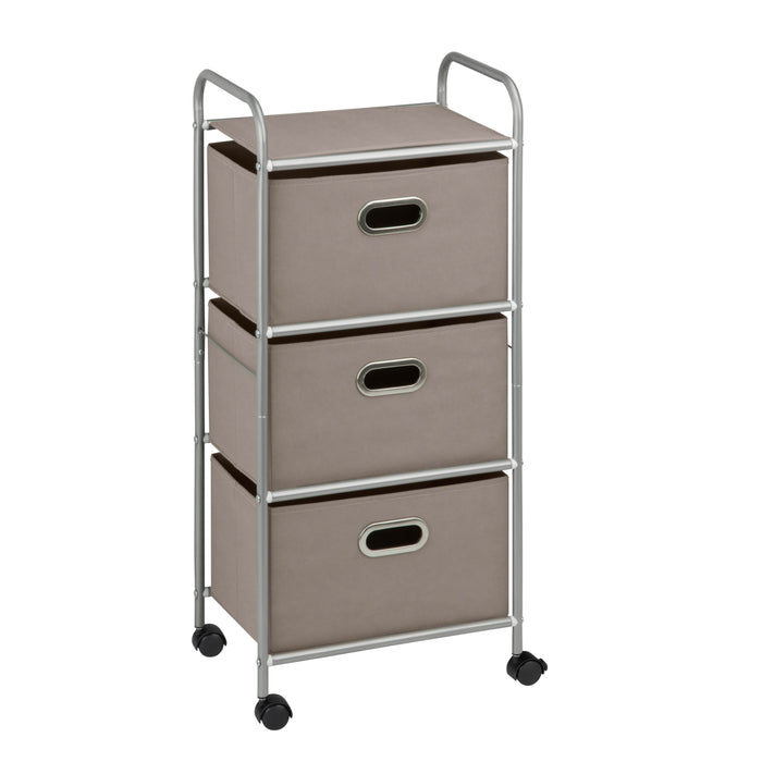Honey Can Do Gray 3-Drawer Rolling Fabric Storage Cart
