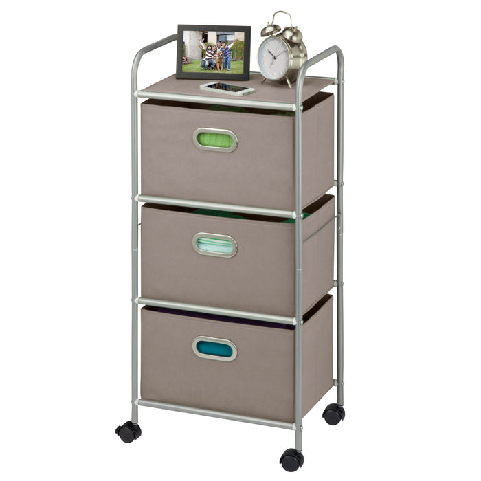 honey can do Gray 3-Drawer Rolling Fabric Storage Cart