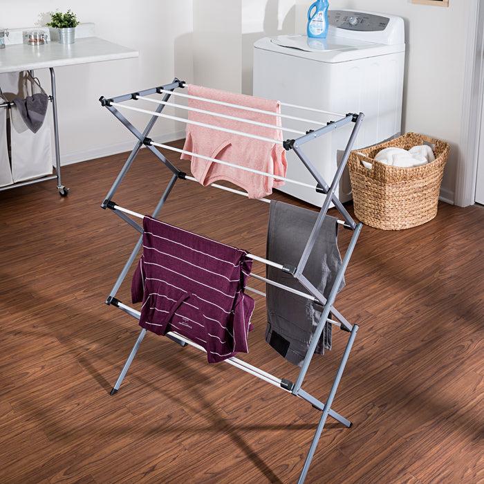 Honey Can Do Gray 3-Tier Folding Accordion Clothes Drying Rack