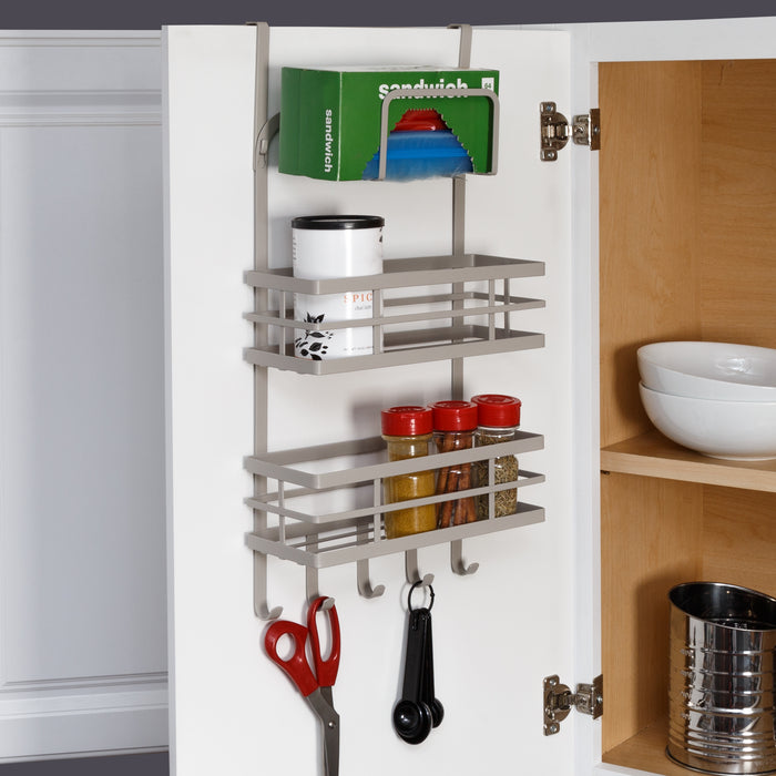 Honey Can Do Gray 3-Tier Over-the-Door Kitchen Organizer With Hooks