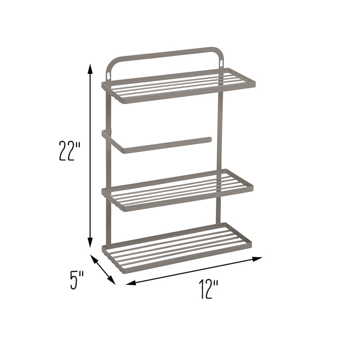 Honey Can Do Gray 3-Tier Over-the-Door Kitchen Organizer With Paper Towel Holder
