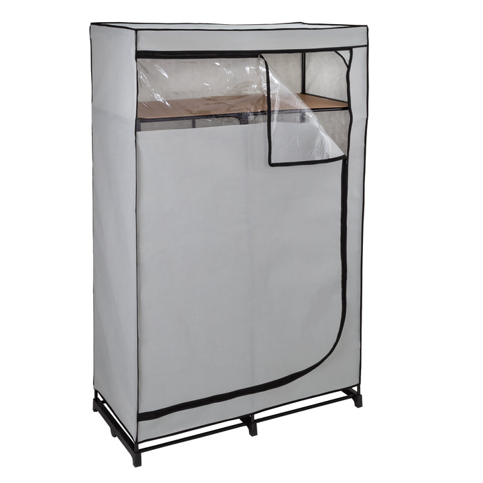 Honey Can Do Gray 46-Inch Wide Portable Wardrobe Closet With Shelf