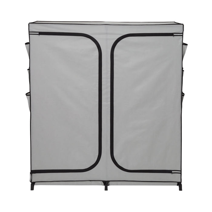 Honey Can Do Gray 60-Inch Wide 2-Door Portable Wardrobe Closet With Side Pockets