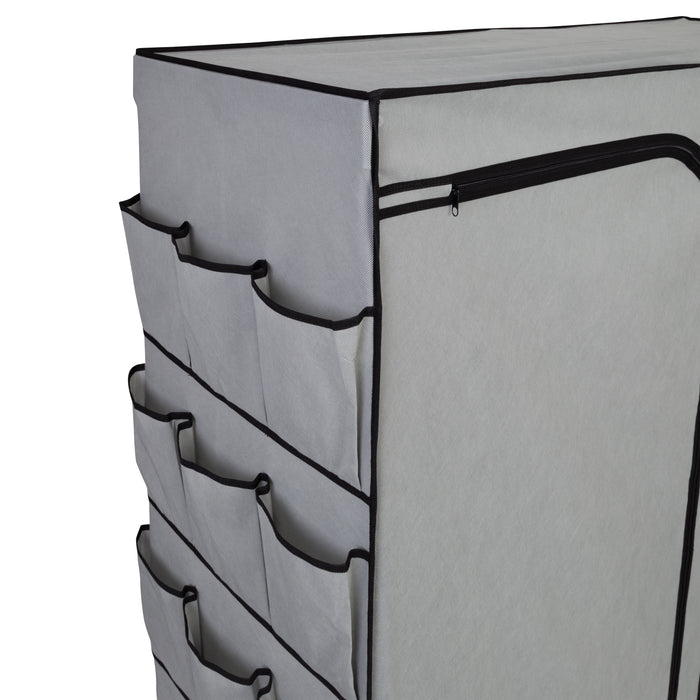 Honey Can Do Gray 60-Inch Wide 2-Door Portable Wardrobe Closet With Side Pockets
