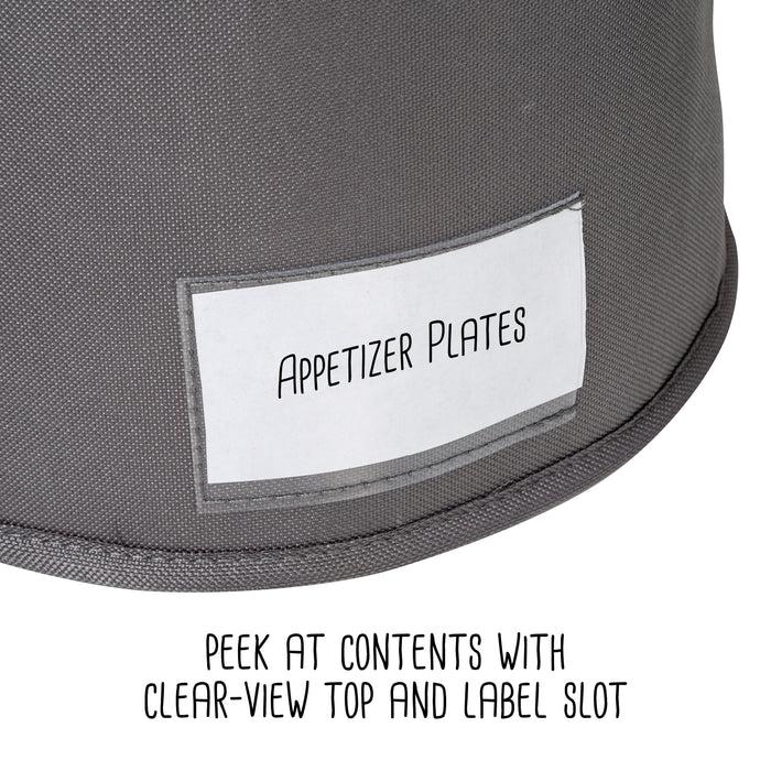 Honey Can Do Gray 8-Inch Round Dinnerware Storage Box