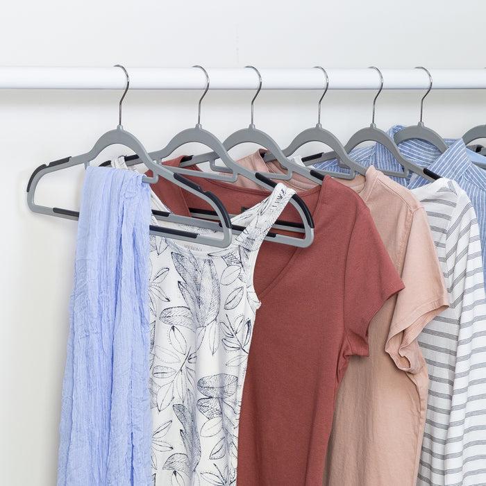 Honey Can Do Gray/Black Slim Plastic Hangers With Anti-Slip Rubber Grips