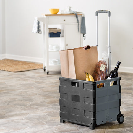 Honey Can Do Gray Folding Rolling Utility Cart With Handle