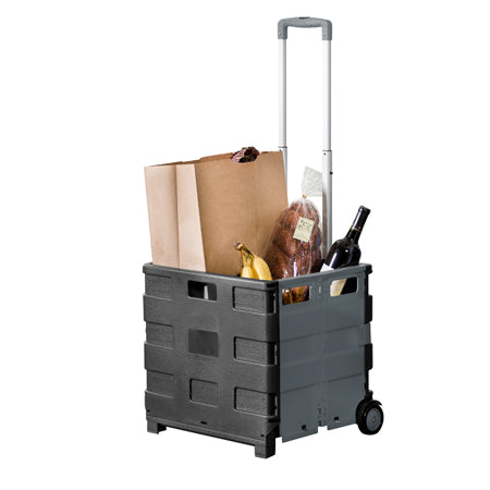 honey can do Gray Folding Rolling Utility Cart with Handle