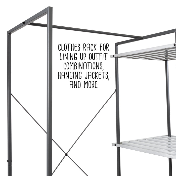 Honey Can Do Gray Metal Freestanding Open Closet With 4 Shelves