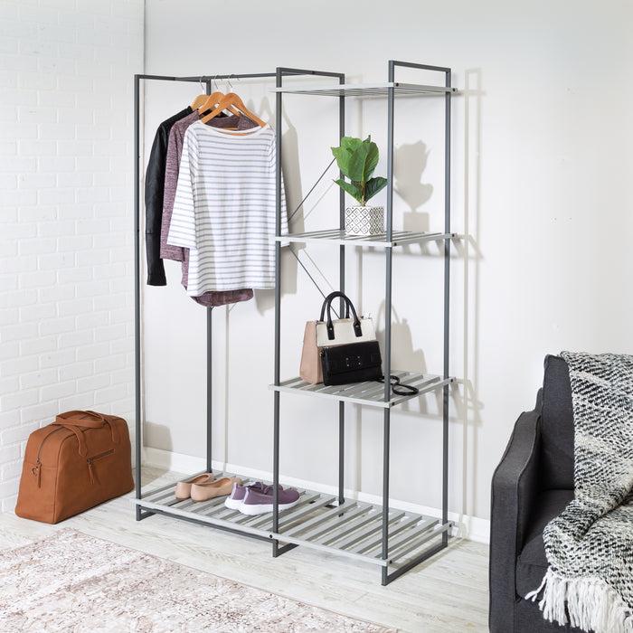 Honey Can Do Gray Metal Freestanding Open Closet With 4 Shelves