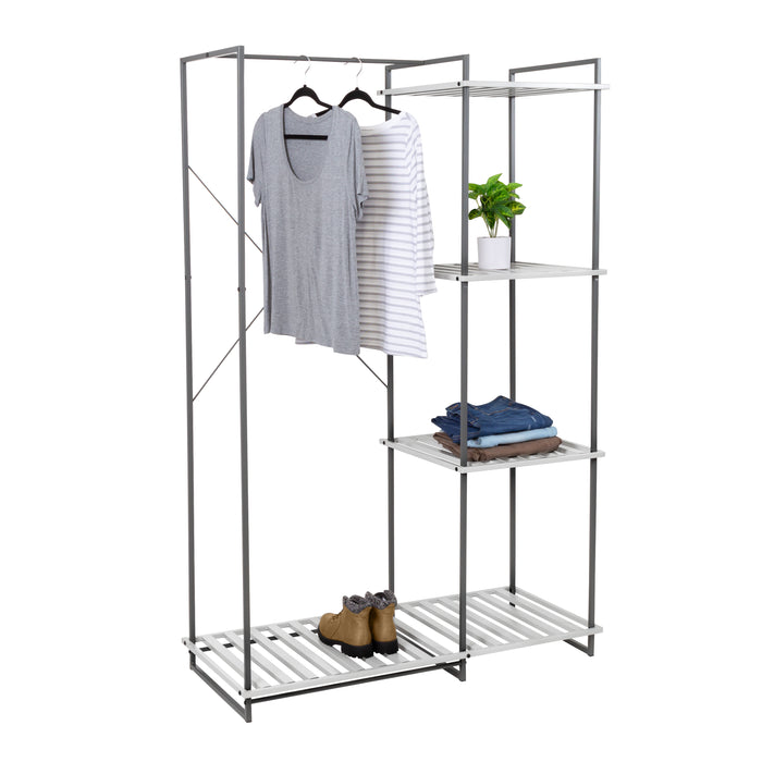 honey can do Gray Metal Freestanding Open Closet with 4 Shelves