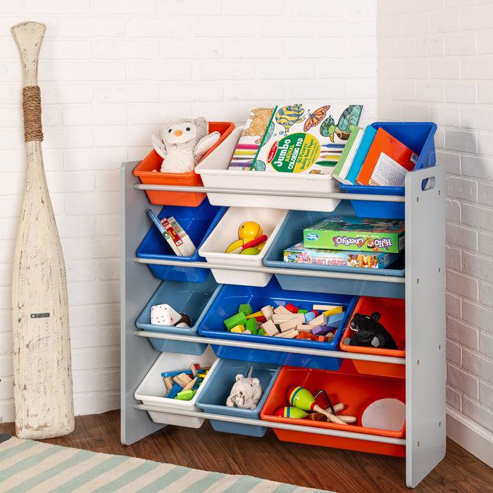 Honey Can Do Gray/Multi 12-Bin Kids Toy Storage Organizer